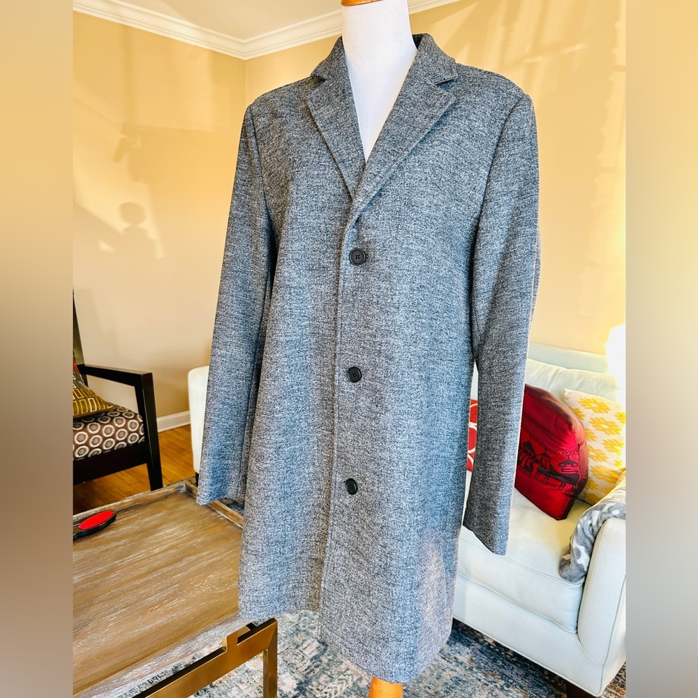 Topman Salt & Pepper Wool Overcoat NWT Men’s Medium / Women’s Large - Picture 2 of 13